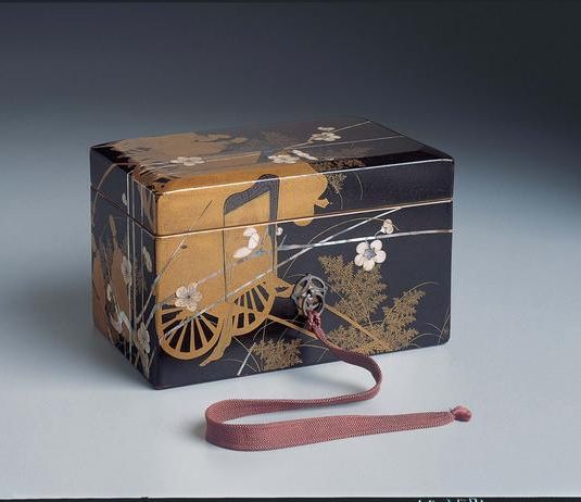 Box with Courtiers, Carts, and Blossoms