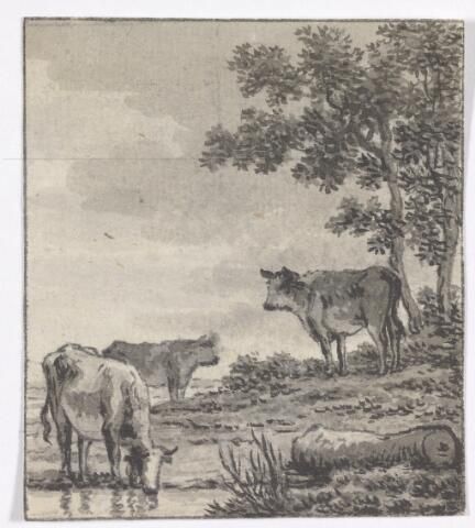 Drie koeien in een landschap