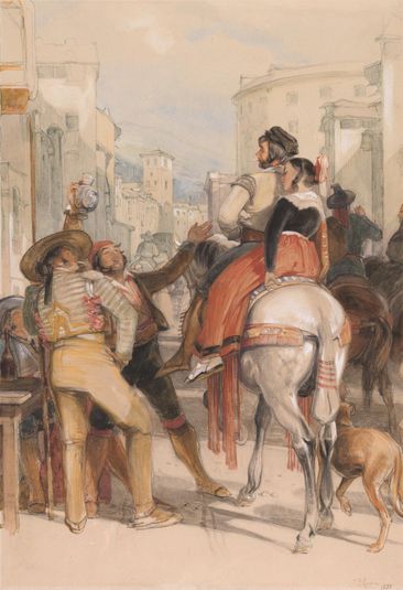 A Street Scene in Granada on the Day of the Bullfight