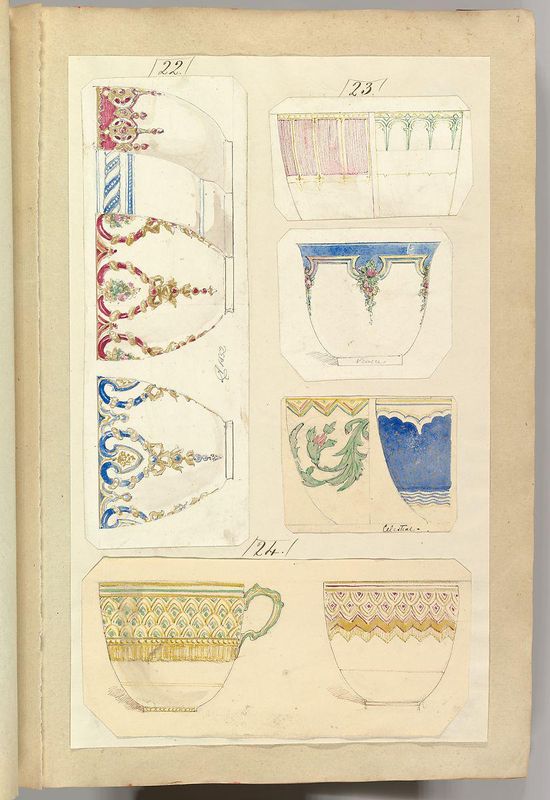Eleven Designs for Decorated Cups, including Venice and Celestial Patterns