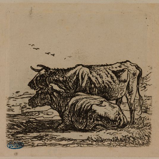 La vache couchée près de la vache debout (à gauche) (Hollstein 3)