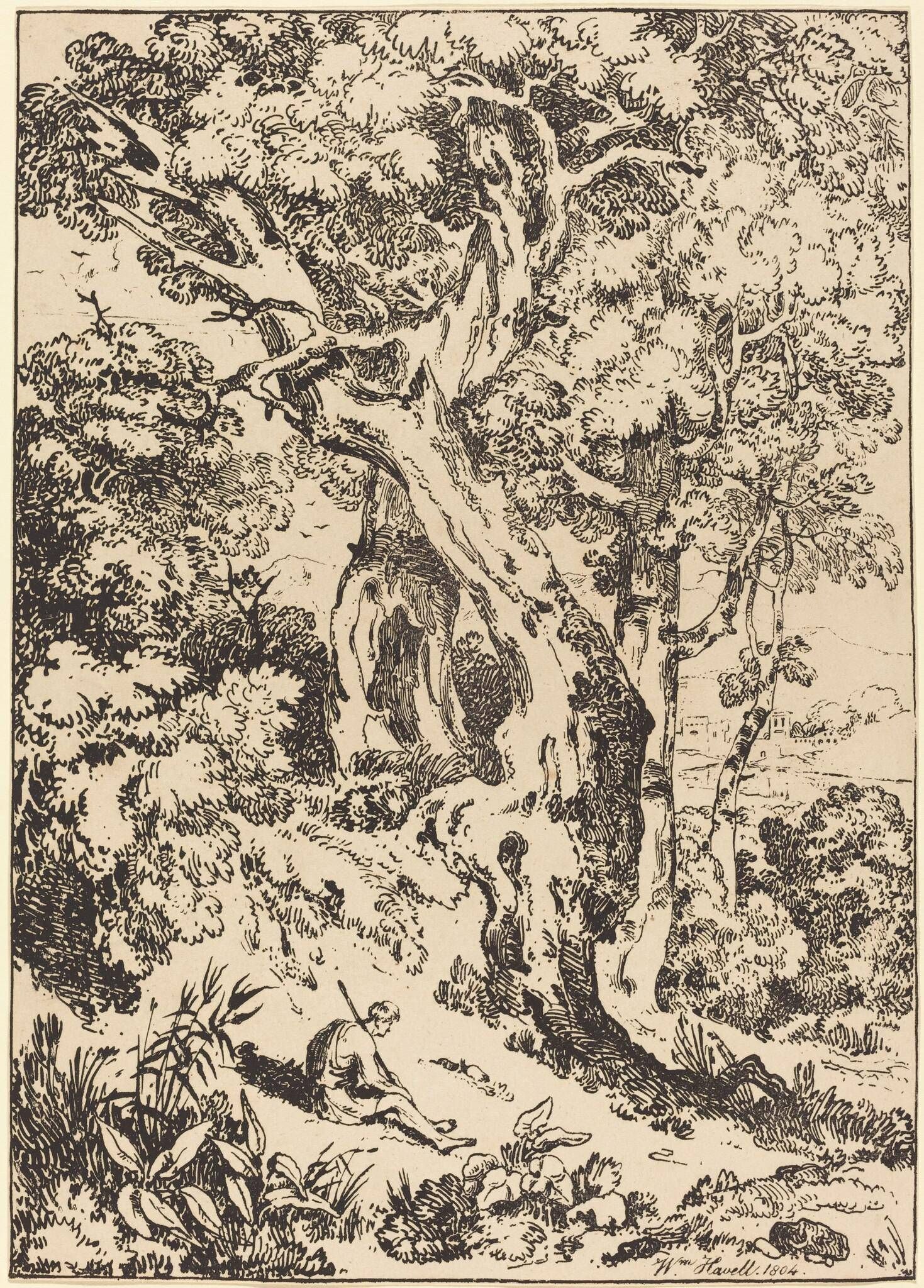 Study of Trees and Shrubs with Seated Figure