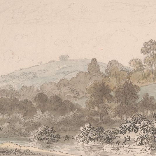 Landscape with stream in foreground