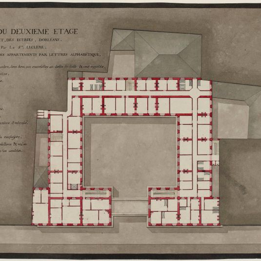 Plan du deuxième étage du projet des écuries d'Orléans.