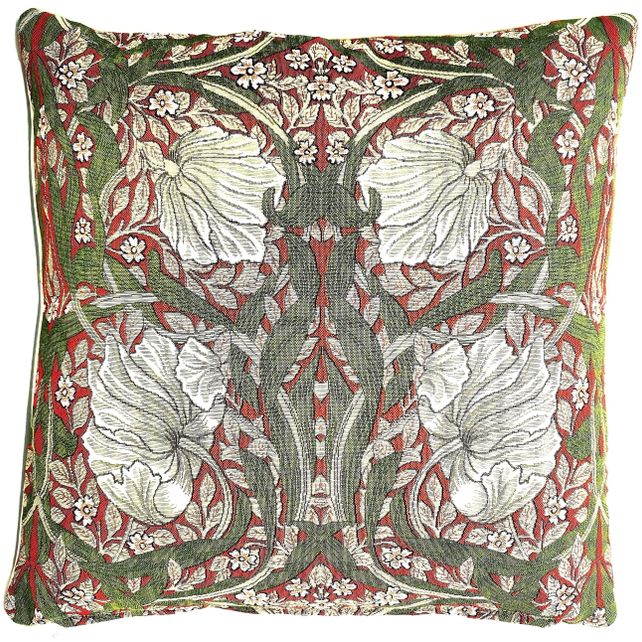 William Morris Pimpernel and Thyme Red - Panelled Cushion Cover 45cm*45cm Signare Tapestry