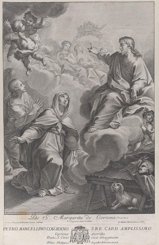 Saint Margarita of Cortona, kneeling before Christ, after Pietro Andrea Pucciardi Barberi