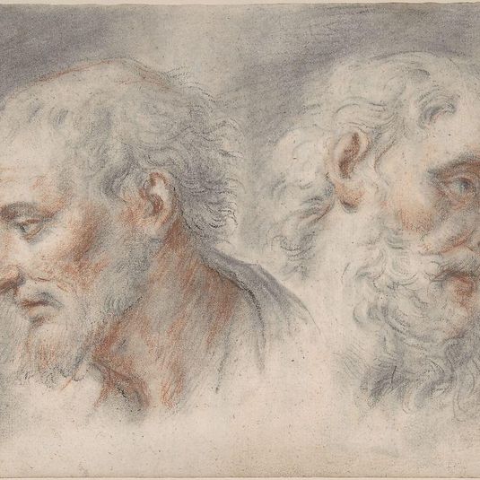 Two Studies of Bearded Men; verso: Studies after Antique Sculpture
