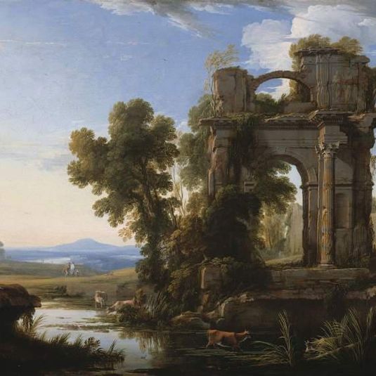 Landscape with classical ruins