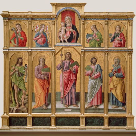 Polyptych with Saint James Major, Madonna and Child, and Saints