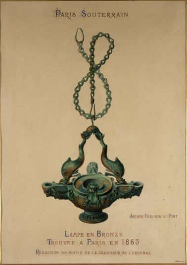Lampe en bronze trouvée à Paris en 1863