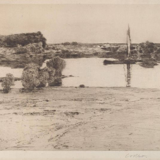 Untitled (River Scene with Boat)