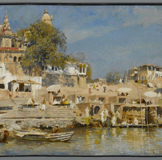 Temples and bathing ghat at Benares